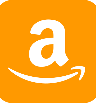 a square orange square with the amazon logo