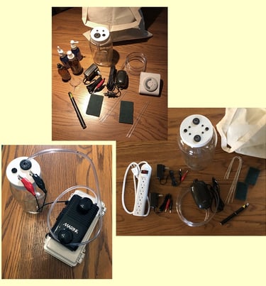 a collection of various colloidal silver production kits