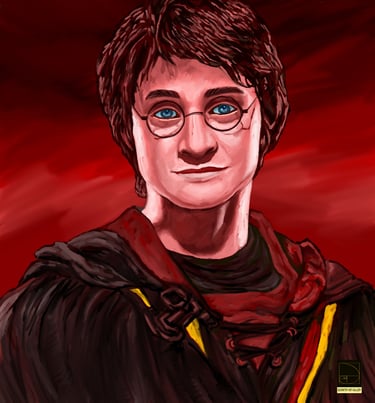portrait painting of acto daniel radcliff as harrypotter made in photoshop color painting