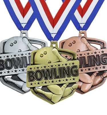 custom bowling medals, bowling awards medals