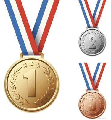 Custom gold, silver, bronze sports award medals for school, university or company's sports event.. 