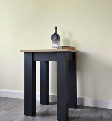 A side table painted in Fusion Mineral Paint - Ash with natural top