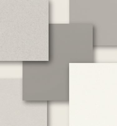 A collection of textured paper samples and brand assets in neutral tones. Refined and creative composition using #A0A696 and #F8F8F4.