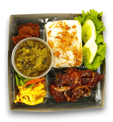 nasi putih ayam mentega sambal hijau