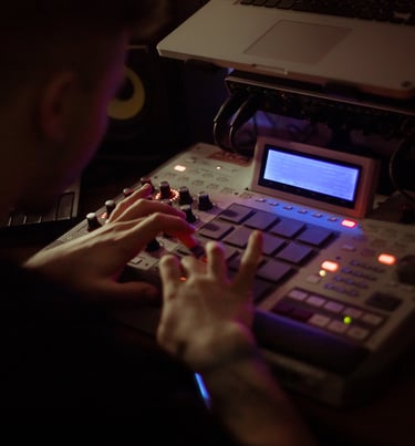 a man using a drum machine