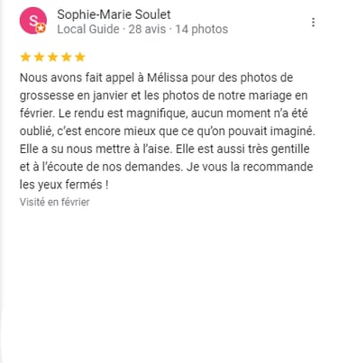 Avis client photographe mariage