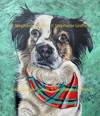 Dog with bandana in acrylic
