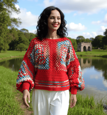 Pull au crochet fait main Rosso