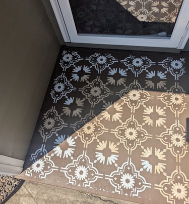 Front Porch Stoop with stenciling