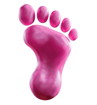 a pink 3d render foot print of a human's foot