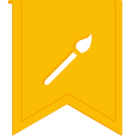 a yellow banner with a paintbrush and a paintbrush