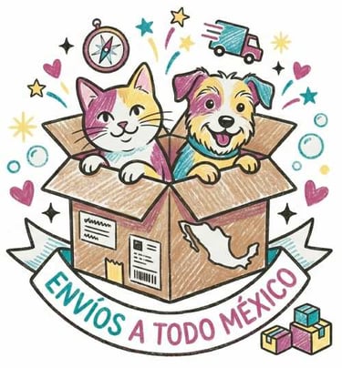 ilustración de un perro y un gato dentro de una casa porque se hacen envíos a todo Mexico