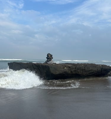 Religious rock at Canggu Beach, Bali