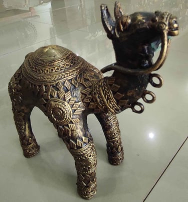 "Handcrafted designer brass camel in standing posture with fine details, right side-Suitable for export"