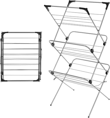 a pair of clothes drying racks with a rack for clothes