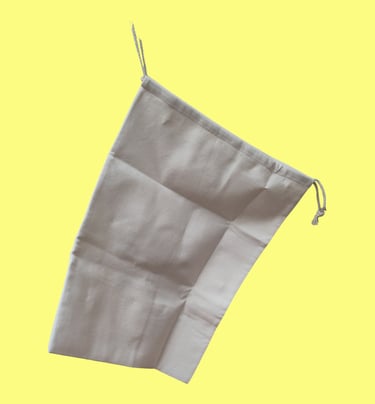 A photo of a large linen sack for personalisation