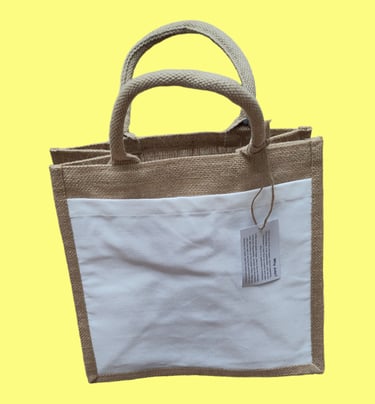A photo of Hessian shopping bag with linen pocket for personalisation