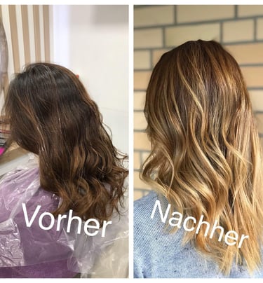 a woman's hair is shown before and after she is done