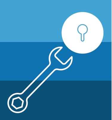 Keyhole with wrench icon representing commercial rekeying services— Asheville Locksmith now