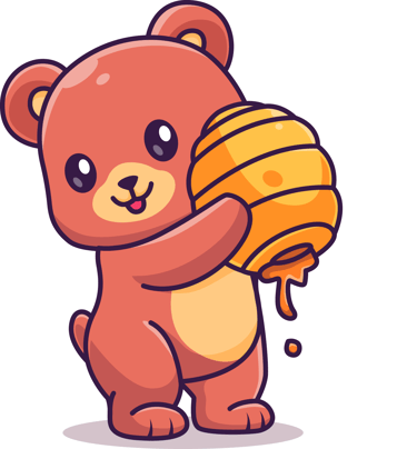cute bear holding honey