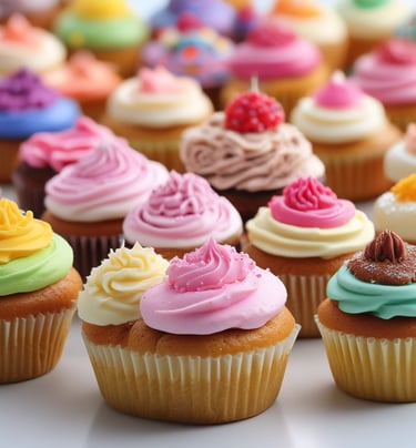 A line of cupcakes in order