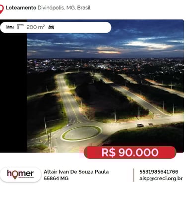 Venda, Loteamento Divinópolis, MG Altair Ivan Corretor Imóveis