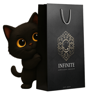 Mantegh Studio Mascot standing beside the Infinite SHoping bag design by : Mantegh Studio