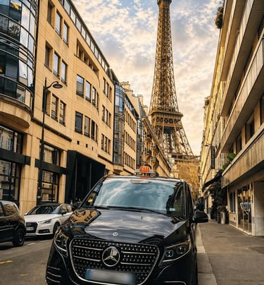 VIP Mercedes van transfer near Eiffel Tower Paris