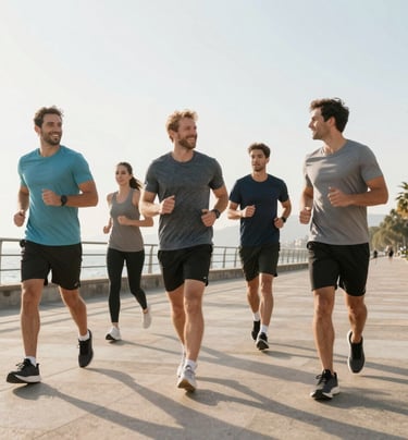 A healthcare influencer sharing a morning yoga routine in a sunlit studio with soft lavender accents