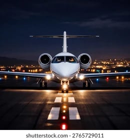 A luxury private jet on an airport .yyz airport pickup chauffeur toronto night