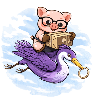 The Artisan Lab Designs mascot Milo and Lyra is delivering the goods by air