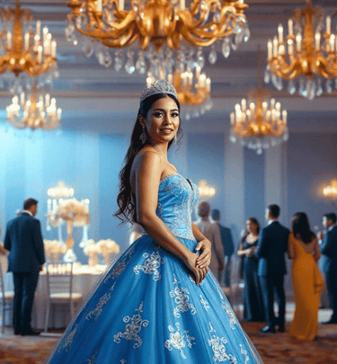 a woman in a quinceañera dress