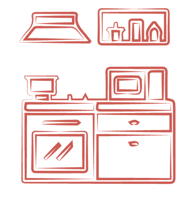 Une cuisine entièrement équipée