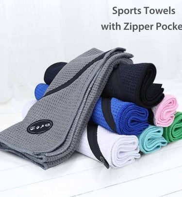 sport towel with zipped pocket on floor