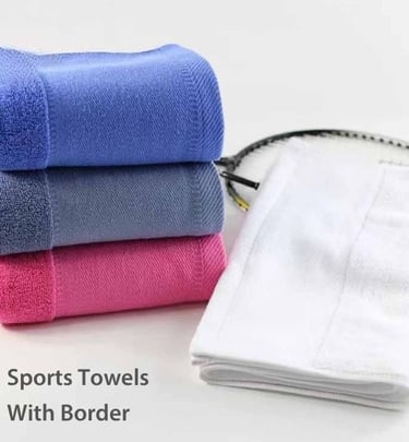 sports towel with border with a tennis racket