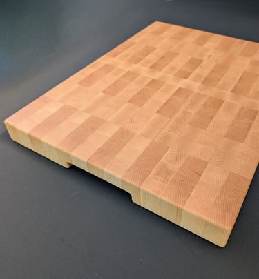 maple end grain oversized cutting board 18x24 on black background