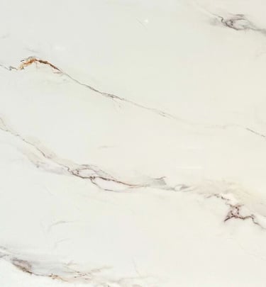 plancha, superficie o cubierta de cuarzo blanco con vetas naranja cafe gris y negra