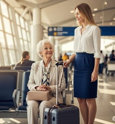 idosa com medo de viajar sozinha. www.filhadealuguelrj.com.br