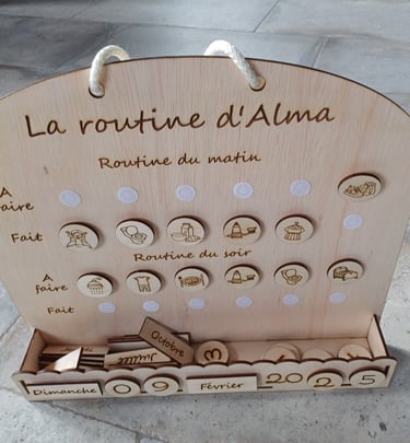 Tableau routine enfant matin et soir découpe laser dxf svg