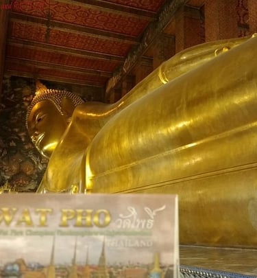 Reclining Buddha statue at Wat Pho temple in Bangkok, a famous cultural landmark