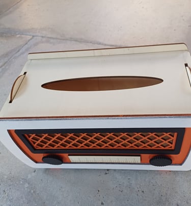 Boite mouchoirs vieux Poste radio vintage en bois découpe laser dxf svg