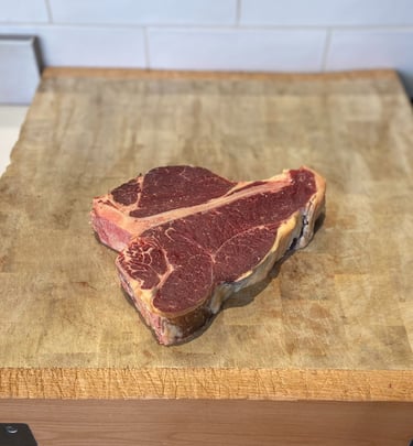 T-Bone vieilli en cave de maturation, race à viande