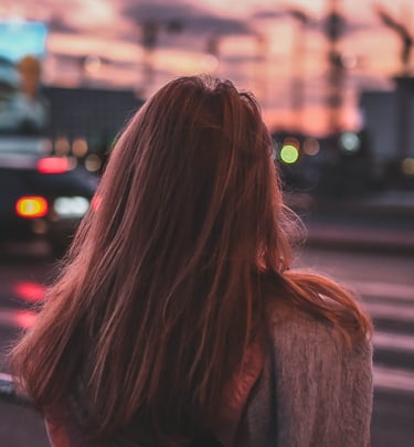 Woman watching traffic