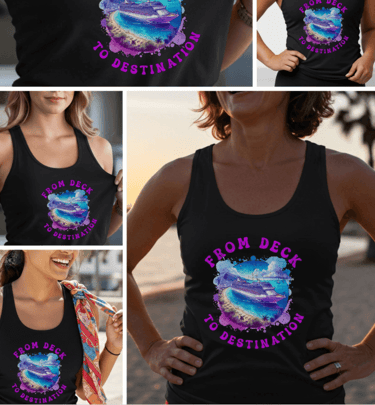 Women wearing fun cruise tank top