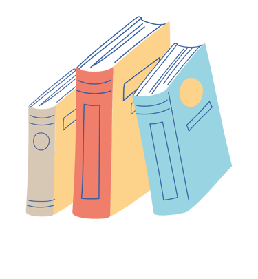 Minimalist stack of colorful hardcover books illustration for library and education icons.