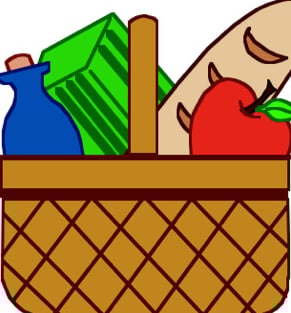 drawing of basket of food