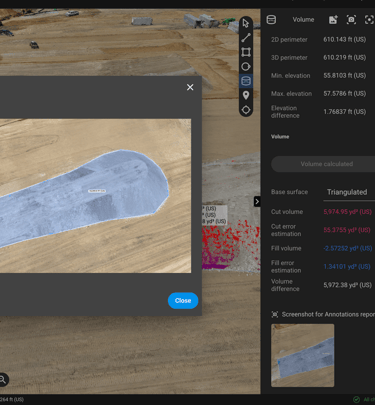 we use software to help analyze site images for volume and measurement