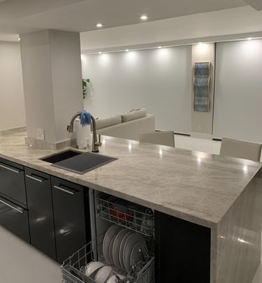 a kitchen with a dishwasher