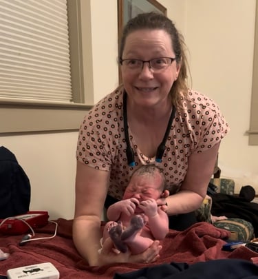 Katy making footprints