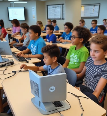 Excited kids building snowmen and enjoying winter camp activities